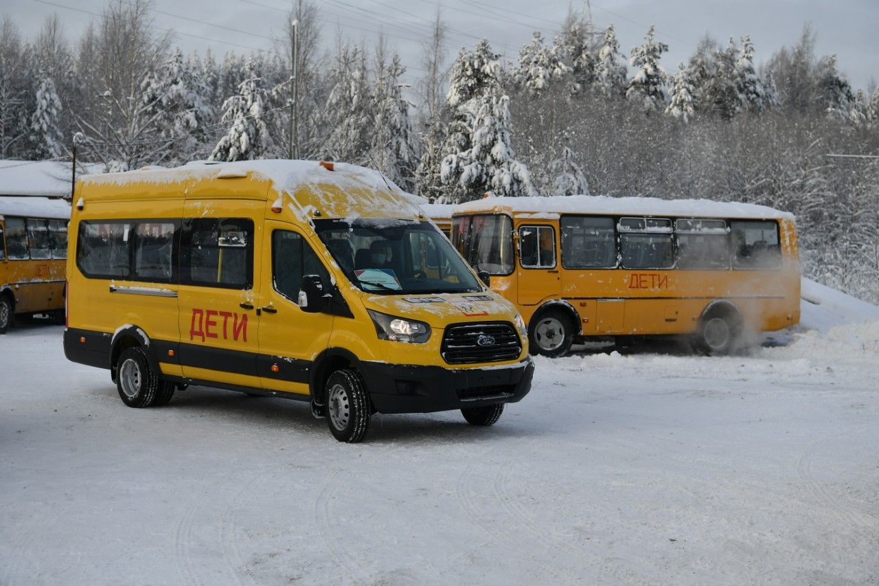 Karjalan piirikoulut ovat saaneet 12 uutta koulubussia. Vuodesta 2016 Karjalan piirit saivat 92 uutta koulubussia.   Kuva: Karjalan tasavallan hallituksen kotisivu