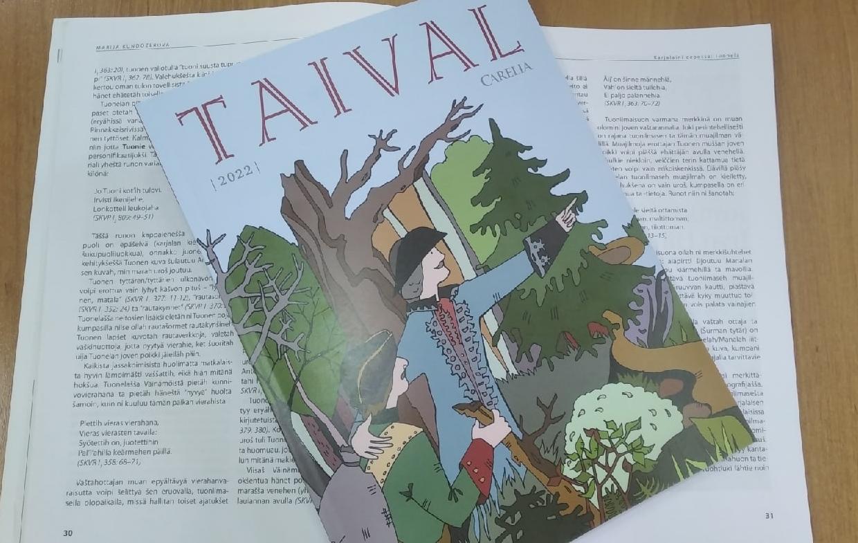 Taival-almanakan kanšikuvan korissukšena on taiteilija Lidija Žukovan kuvituš Pedri, kuulužu kuningas -kirjašta. 12+ Kuva: Margarita Pehkonen